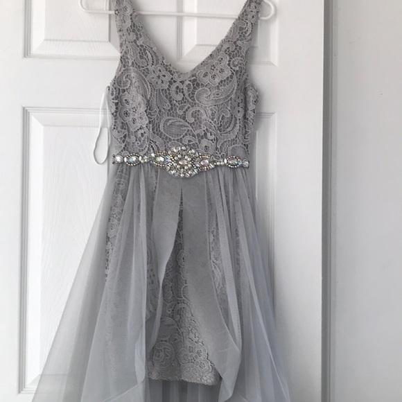 Dresses & Skirts - Gray with pearl beads prom dress